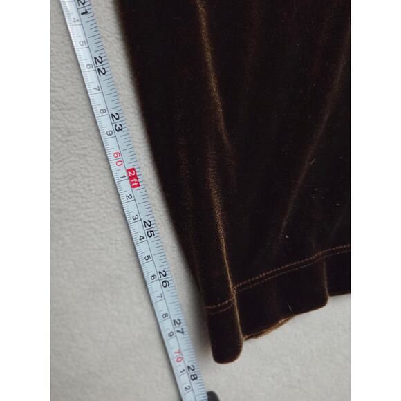 Vintage Y2K Velour Velvet Pants Notations Large Brown High Waist 90s Stretch - Picture 8 of 8